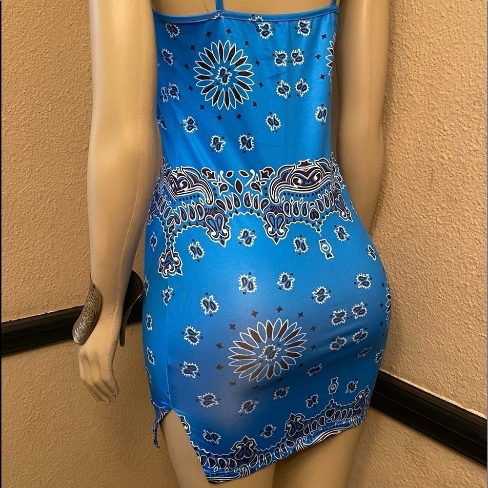 Mini dress blue colored Paisley - Picture 4 of 4